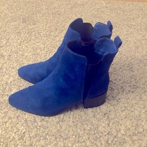 Blue faux suede ankle boots